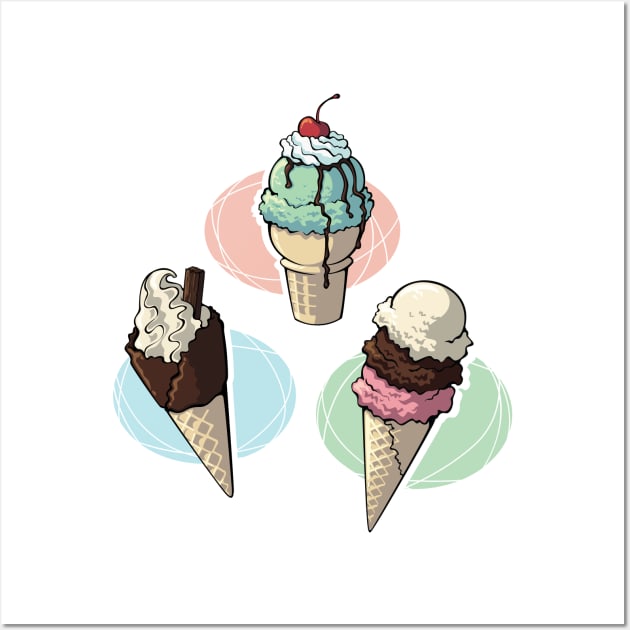 Ice Cream Trio Wall Art by Abbilaura